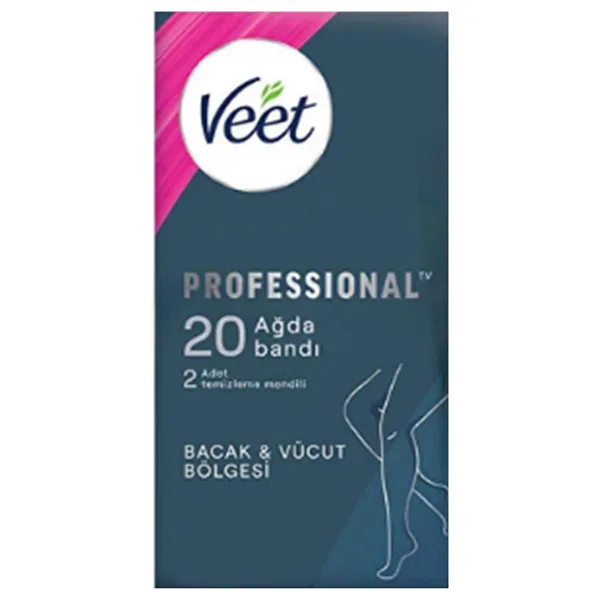 Veet Professional Normal Ciltler için Bacak ve Vücut Bölgesine Özel 20'li Sir Ağda Bandı