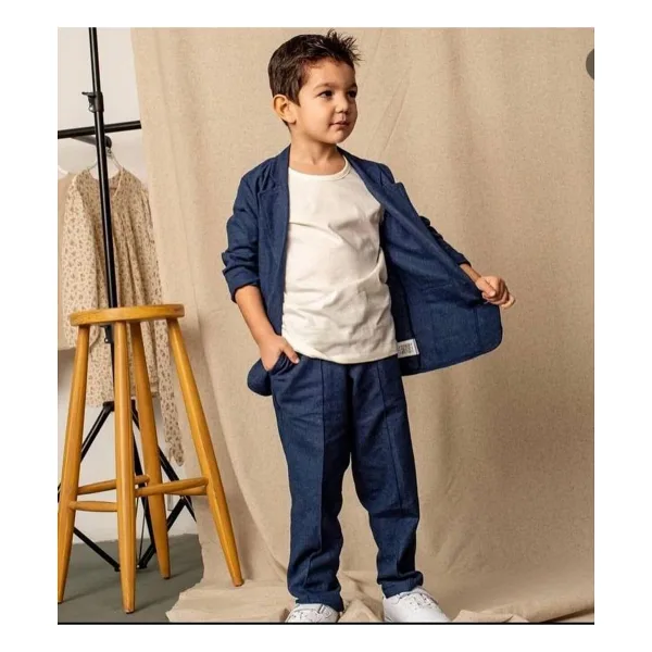 Zelhankids ERKEK ÇOCUK KETEN TAKIM ELBİSE lacivert 14-15 Yaş