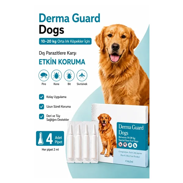 10-20 Kg Köpek Dış Parazit Ense Deri Damlası Pire Bit Kene Deri Bakımı Için Bitkisel Damla 4X2 Ml