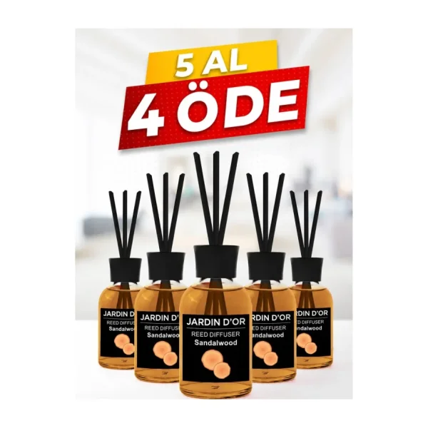5 AL 4 ÖDE SANDAL AĞACI ÇUBUKLU ODA KOKUSU 50 ML / SANDALWOOD REED DIFFUSER 50 ML