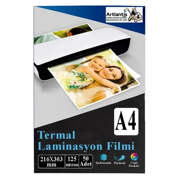 A4 Parlak Laminasyon Filmi 50 Li 1 Paket 125 Mikron Pvc Kaplama Laminasyon Kaplama Poşeti 50 Adet