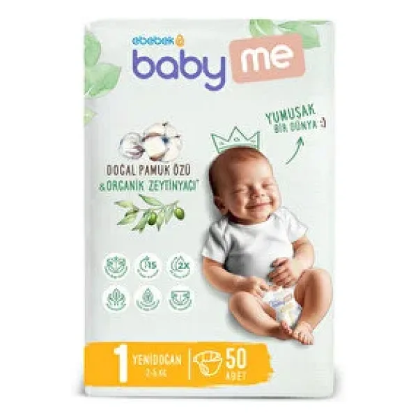 Baby&Me 1 Numara Yenidoğan 50 Adet Bebek Bezi