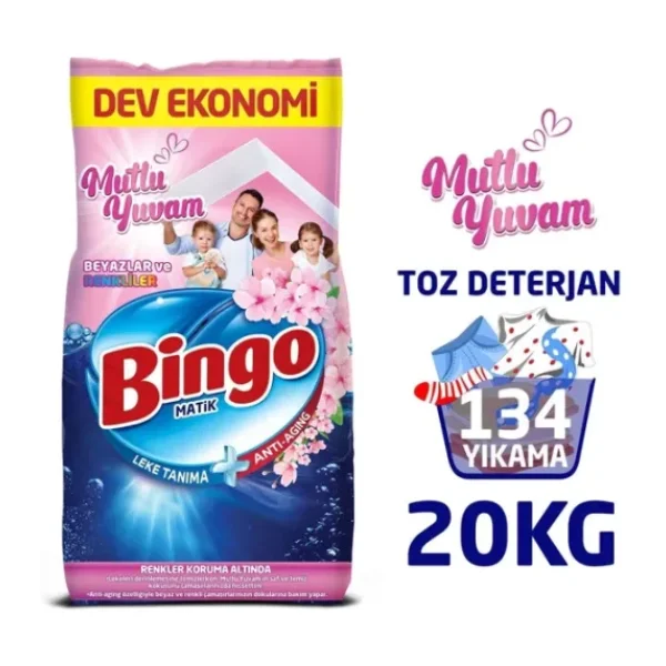 Bingo Matik Mutlu Yuvam Renkliler ve Beyazlar 10 kg 2'li Toz Deterjan