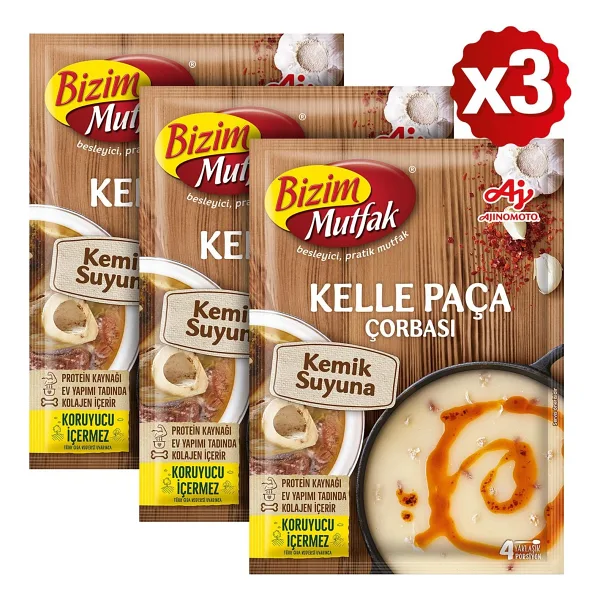 Bizim Mutfak Kemik Suyuna Kelle Paça Çorbası 65 gr 3'lü Paket - 195 gr