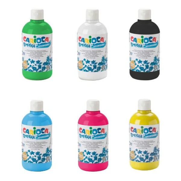 Carioca Tempera Süper Yıkanabilir Guaj Sulu Boya Seti 6 Renk 250 ml Büyük Şişeli