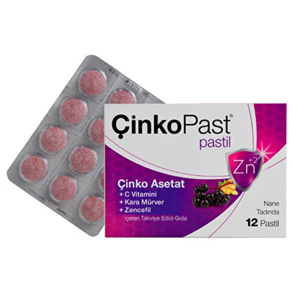 Çinkopast Nane Zencefil ve Kara Mürverli 12'li Pastil