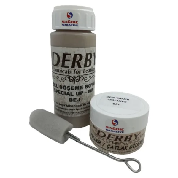 Derby Bej Oto Döşeme Boyası Ve Bej Deri Tamir Macunu