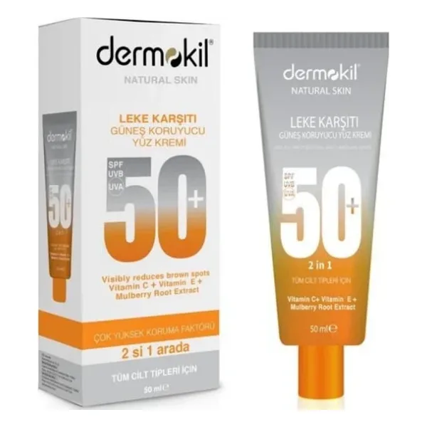 Dermokil Lekelere Karşı Güneş Koruyucu Yüz Kremi 2in1 50+Spf