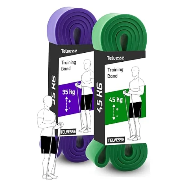 Direnç Bandı Kas Geliştirme Lastiği Fitness Pilates Cross Training Bant Yoga Push Up Barfiks Bandı (35 + 45 KG (MOR+YEŞİL))