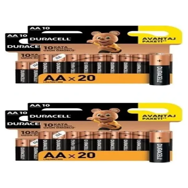 Duracell LR6/MN1500 20'li 2 Adet Alkalin AA Kalem Pil