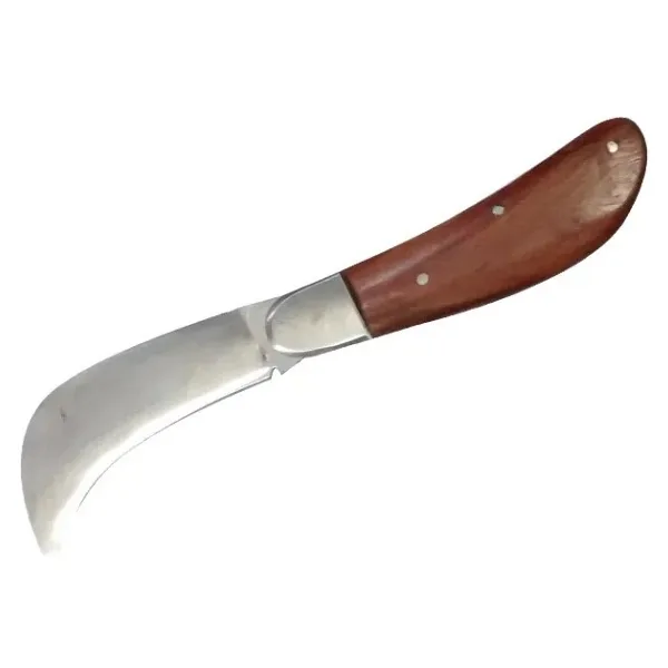 Eco Lounge Bursa Çelik Eğri Bağ / Kablo / Aşı Çakısı, Ahşap Saplı - 22 Cm