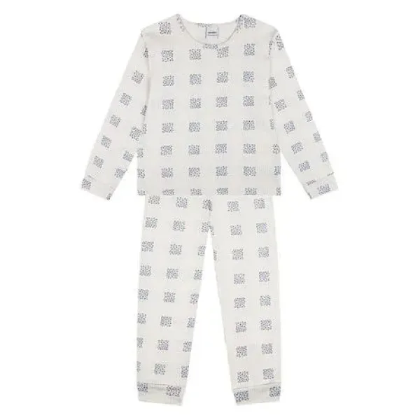 Ekose Çiçek Uzun Kollu Pijama Takımı