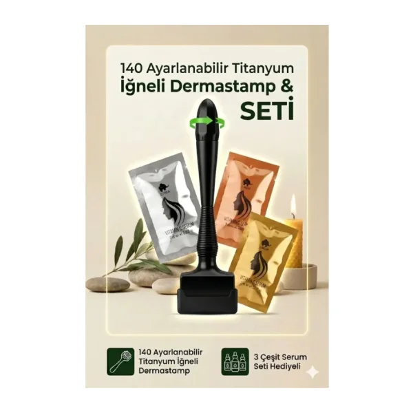 Elamour 140 Titanyum Iğneli Ayarlanabilir Iğne Ölçülü (0.25-3.0mm) - Serum Hediyeli - Siyah Dermastamp