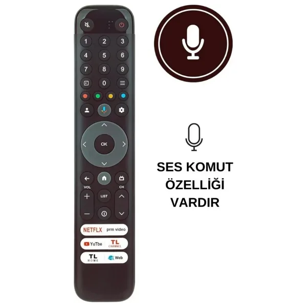 electroon TCL Android Led Tv Kumanda Ses Komutlu Web Tuşlu RC833 GUB1