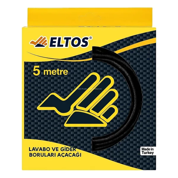 Eltos Lavabo Açma Teli, 6 mm Kalınlık, Dayanıklı, Metal Tel, Lavabo ve Gider Borusu Açacağı, Tıkanıklık Giderici, Spiral Tel, Ergonomik Sap, Kolay Kullanım, Lavabo, Tuvalet, Banyo, Gider Açıcı (5 M)