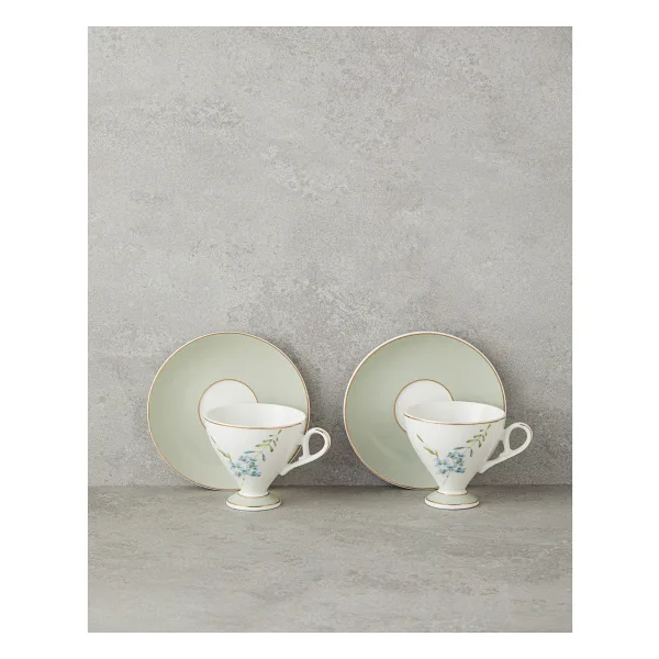 English Home Valentina New Bone China Açık Yeşil 2 Kişilik Kahve Fincan Takımı