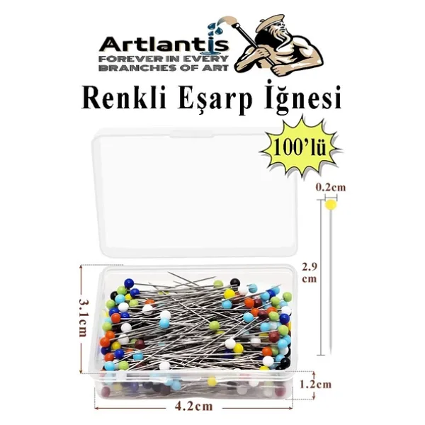 Eşarp İğnesi Renkli 100 lü 1 Paket Türban İğnesi Başörtüsü Toplu İğne Şal Düğün Nikah Nişan Kına Sünnet Takı İğnesi