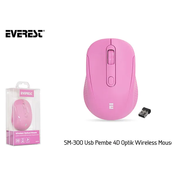 Everest SM-300 Pembe Optik Kablosuz Mouse