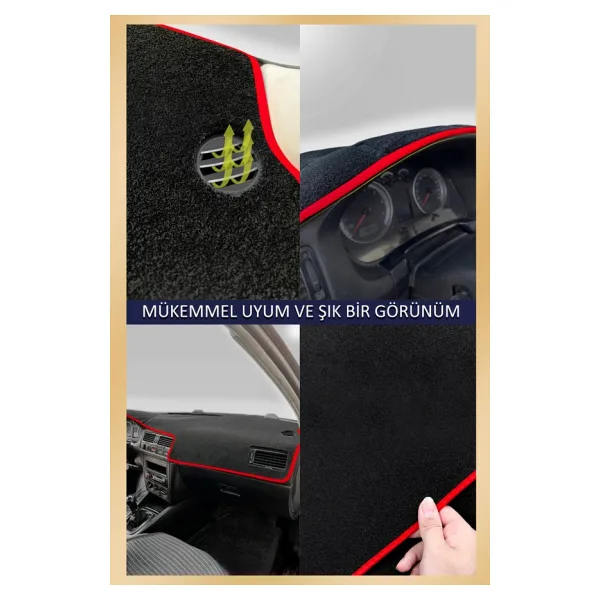 Fiat Egea Ekransiz 2007-2022 Icin Uygun Torpido Koruma Halisi Siyah Kenar Renk Siyah