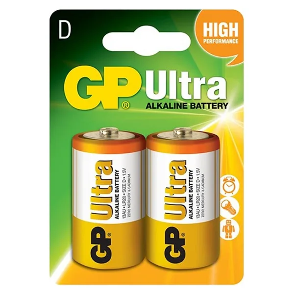 GP LR20 Ultra Alkalin 2'li D Büyük Pil