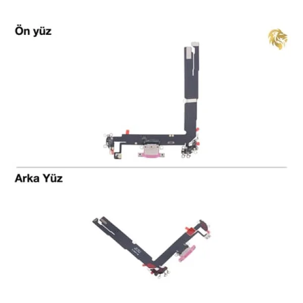iPhone 16 Plus Şarj Bordu Soketi Filmi Fleksi Ctc Flex Bondu Mikrofonu (Pembe) Şarj bordu şarj film kablosu şarj soketi bağlantı kablosu
