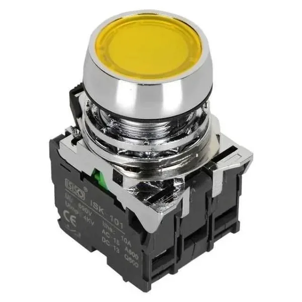 ISM-BW35B5 24V Işıklı Yaylı Metal Buton - Sarı