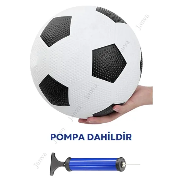 Janva Siyah Beyaz Maç Topu Futbol Topu Kauçuk + Pompa + Şişirme Iğnesi Beyaz