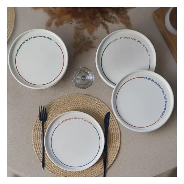 Keramika Deep Collection Mottolu 22 cm 6'lı Pasta Tabağı