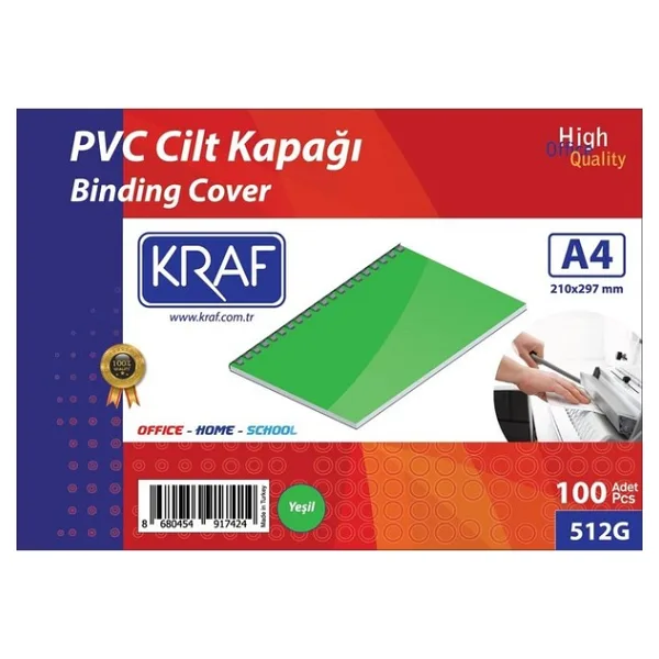 Kraf Cilt Kapagi A4 160 Mic. 100 Lü Yesil 512G