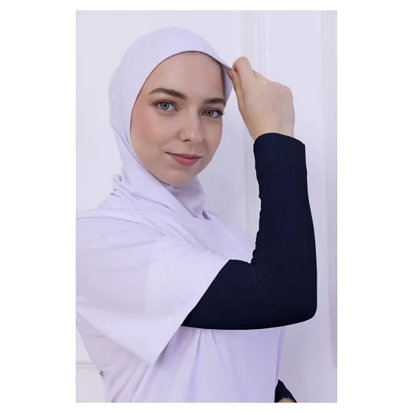 Loggia Likralı Penye Kolluk Lacivert - Pratik Kadın Tesettür Düz Namaz Kolluğu 1 Çift 40cm Viskon Hijab