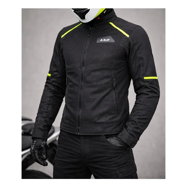 LS2 Breeze Erkek Siyah-Neon Sarı Yazlık Motosiklet Montu