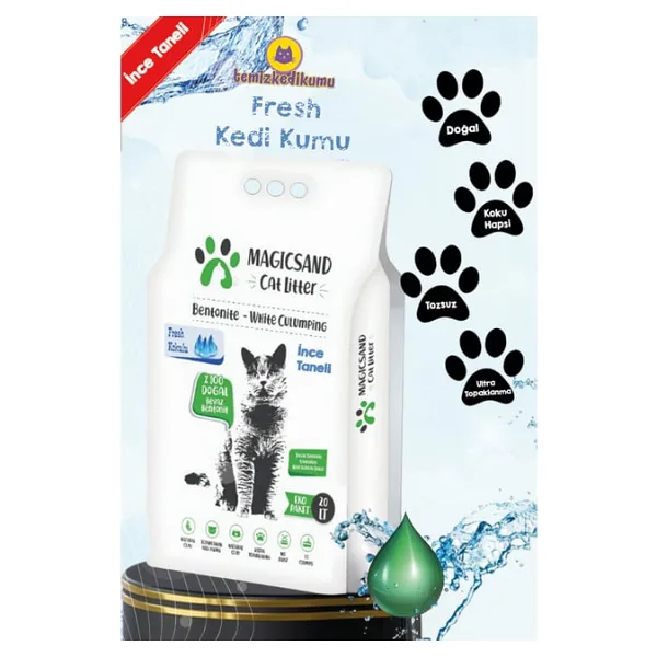 Magicsand Fresh Kokulu 20 lt İnce Taneli Bentonit Kedi Kumu