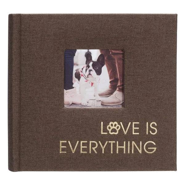 Malden Uluslararası Tasarımlar 1 Up 4x6 Love is everything Kahverengi Evcil Hayvan Kumaş Fotoğraf Albümü Not Yazma Alanları ile Sert Kapak 7,6 x 7,6 cm Ön Kapak Fotoğraf Cebi