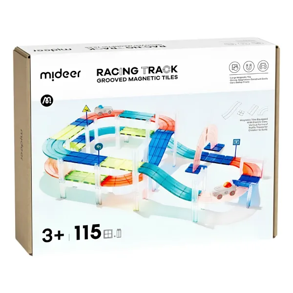 Mideer Magnetic Tiles Arabalı Yarış Pisti MD6395 115 Parça Blok Oyuncak