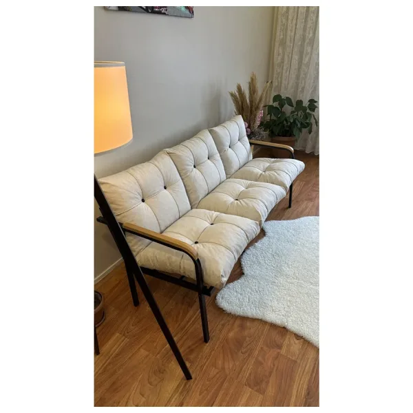 Modern Style Home Modern Avcılar Balkon, Bahçe, Cafe - Metal Kanepe Koltuk Takımı - 3' Lü