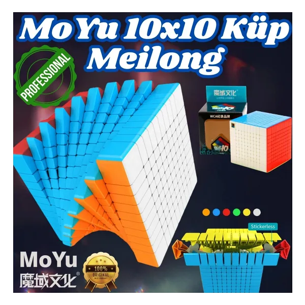 Orijinal MoYu Meilong 10x10 Küp - Moyu Speed Cube - Moyu 10x10 Zeka Küpü - Zeka Küpü - Rubik Küp