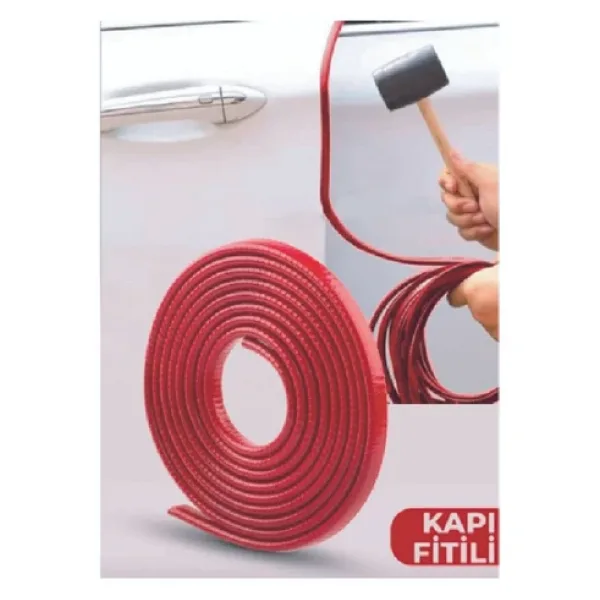 Oto Araç Kapı Koruma Fitili 5 Metre Kırmızı Çarpma Çizilme Önleyici Fitil
