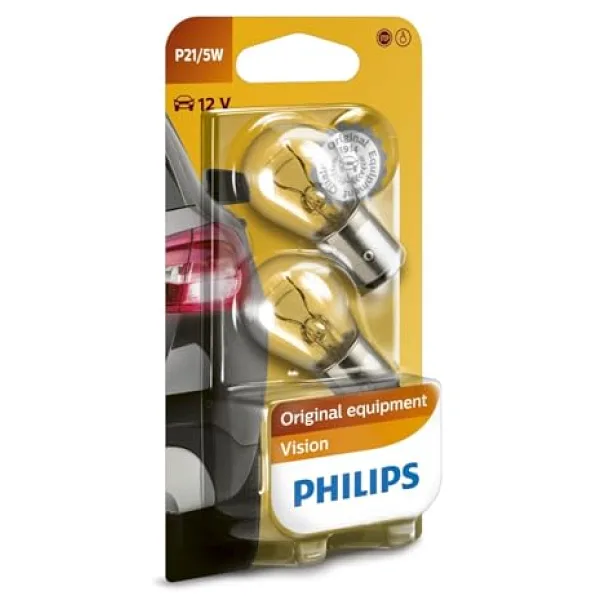 Philips Vision P21/5W Stop ve Fren Ampulü, 12V BAY15D, 2'li Paket