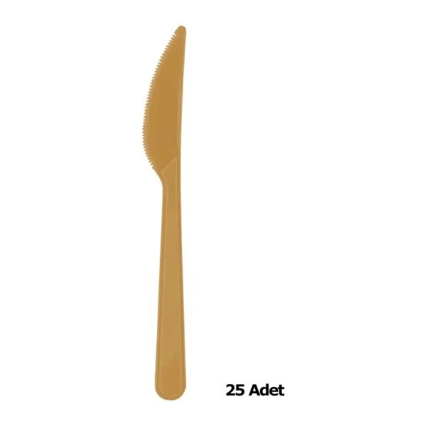 Plastik Gold Altın Renkli Lüx Parti Doğum Günü Bıçak - 18 Cm. - 25 Adetlik Paket