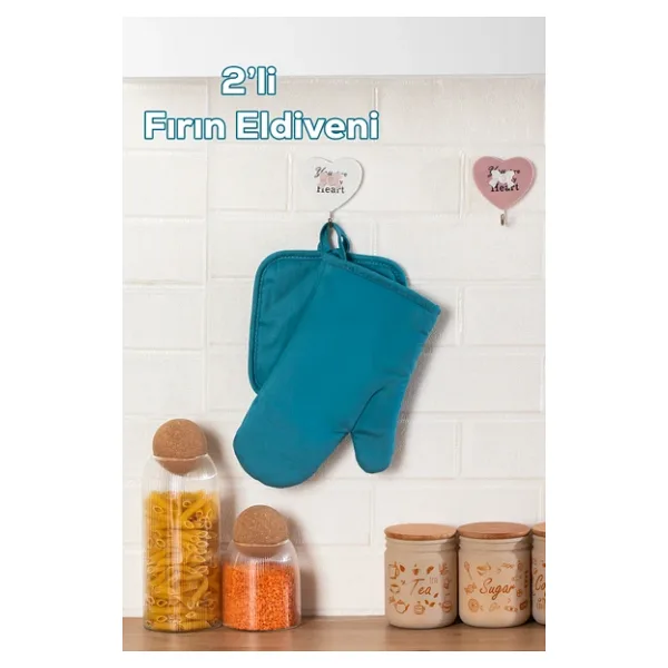 Porsima 3136 2li Isıya Dayanıklı Fırın Eldiveni Seti Mutfak eldiveni Seti Mavi