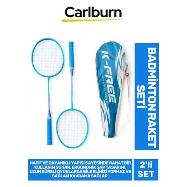 Premiumhafif Dayanıklı Telli Sağlam Ergonomik Saplı Eli Yormaz Kavrama 2'li Badminton Raket Seti