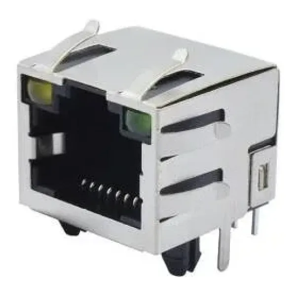 RJ45 8P8C Işıklı Dişi Ethernet Konnektörü - PCB Tipi