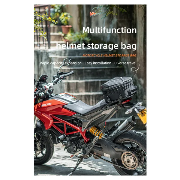 ROCKBROS 20L - 35L Körüklü Genişleyebilir EVA Sert Kabuklu Darbeye Dayanıklı Motosiklet Arka Kuyruk Ve Sele Üstü Kask Çantası