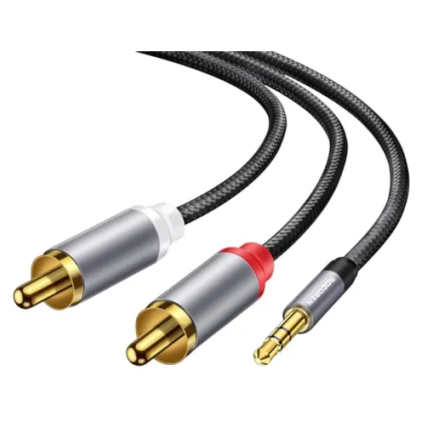 Rocoren 3.5mm AUX Jack to RCA Hi-Fi Ses Kablosu 5 Metre