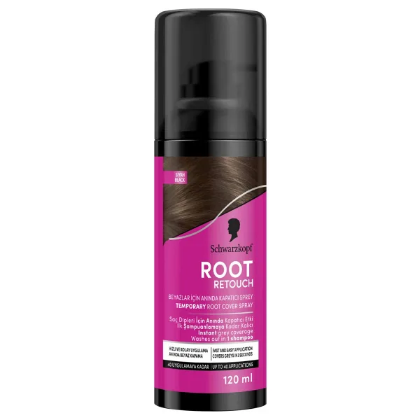 Root Retoucher Saç Dipleri için Kapatıcı Siyah 120 ml Sprey Saç Boyası