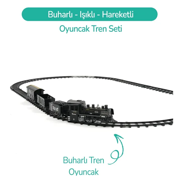 Rozitoys Işıklı ve Sesli Buharlı Tren Set 15 Parça - 75 cm