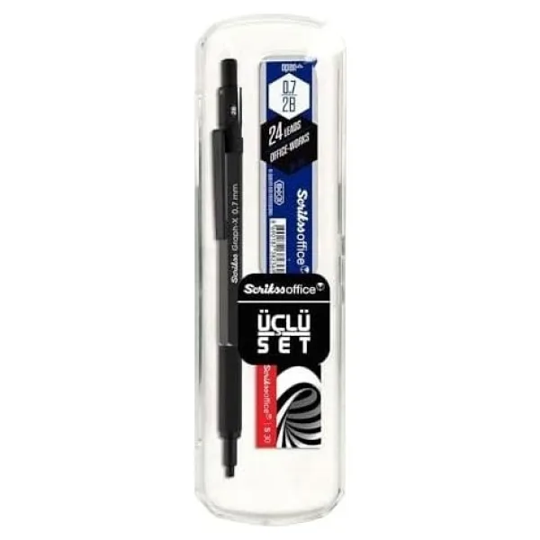 Scrikss Graph-X Antrasit 0.7 mm 3'lü Versatil Uçlu Kalem Seti