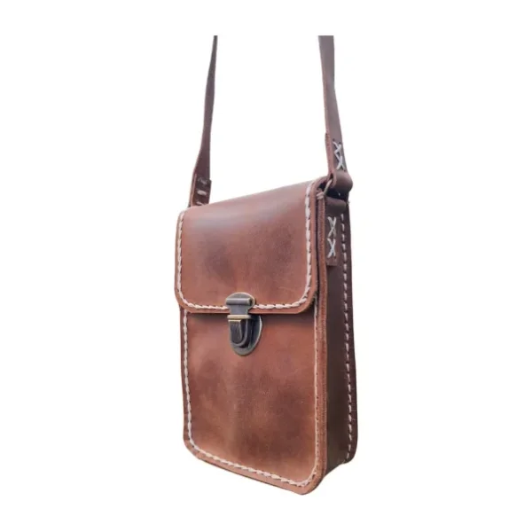 Semiramis Dionysos Ss7 Model El Yapımı Vintage El Dikişi Unisex Crazy Deri Küçük Boy Çanta Telefon Çantası