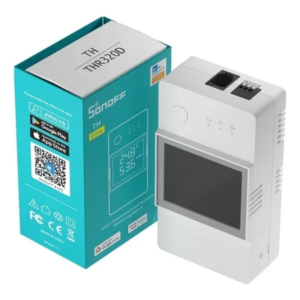 Sonoff TH R3 Elite 20 Ah Dijital Ekranlı Akıllı Sıcaklık ve Nem Takip Rölesi