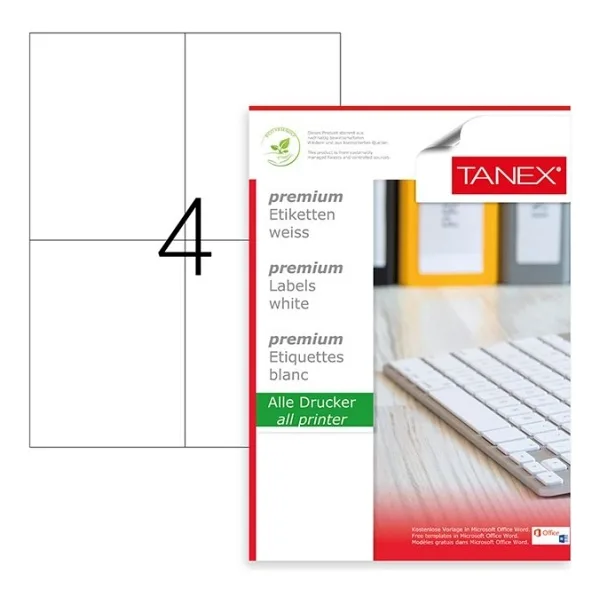 Tanex TW-2204 105x148,5 mm A4 Lazer Etiket